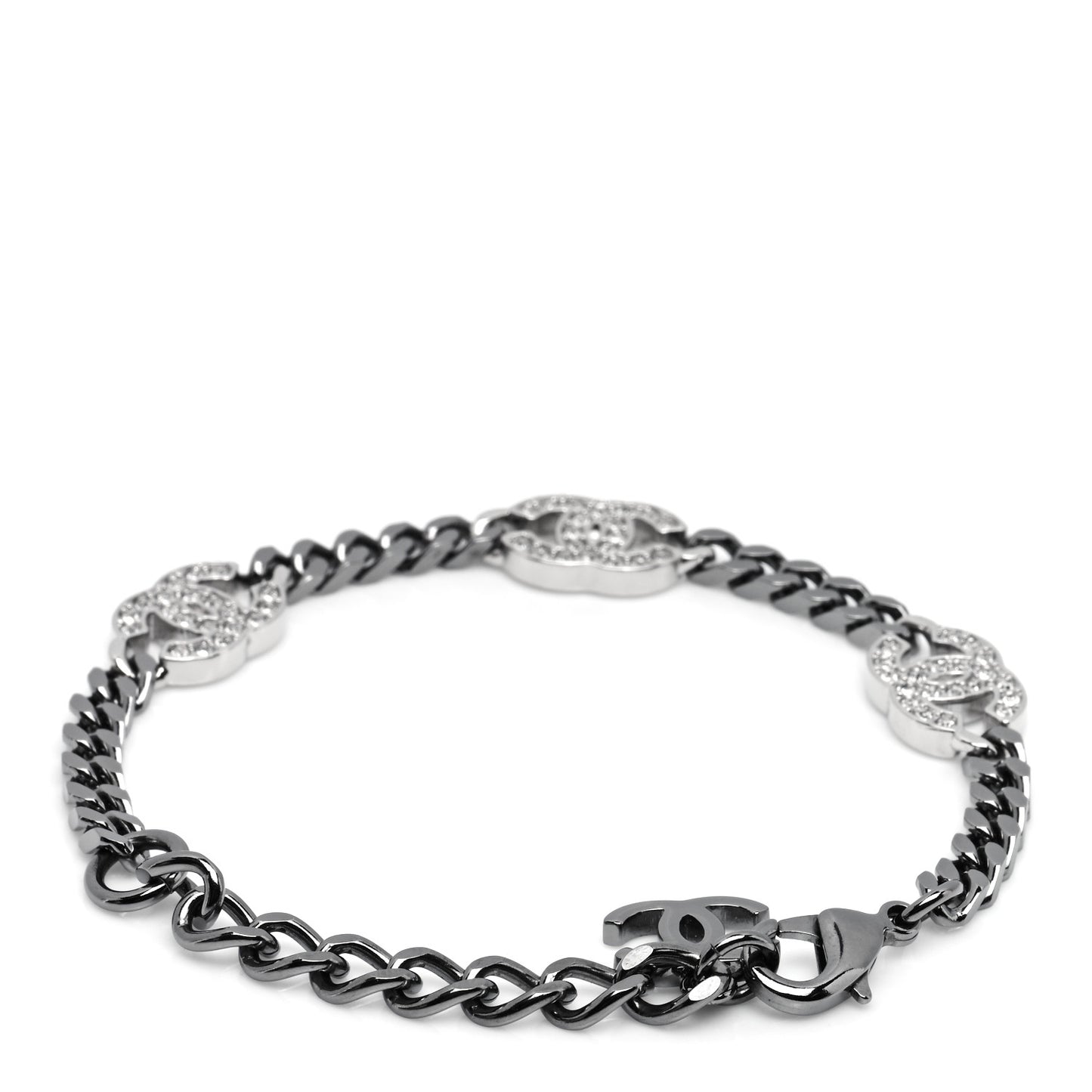 Crystal CC Chain Bracelet Silver