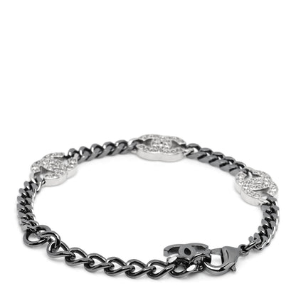 Chanel Crystal CC Chain Bracelet Silver 3 of 5
