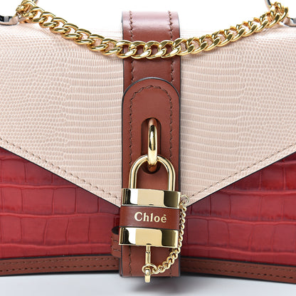 Chloe Calfskin Crocodile Embossed Aby Chain Shoulder Bag Pink Red 7 of 11