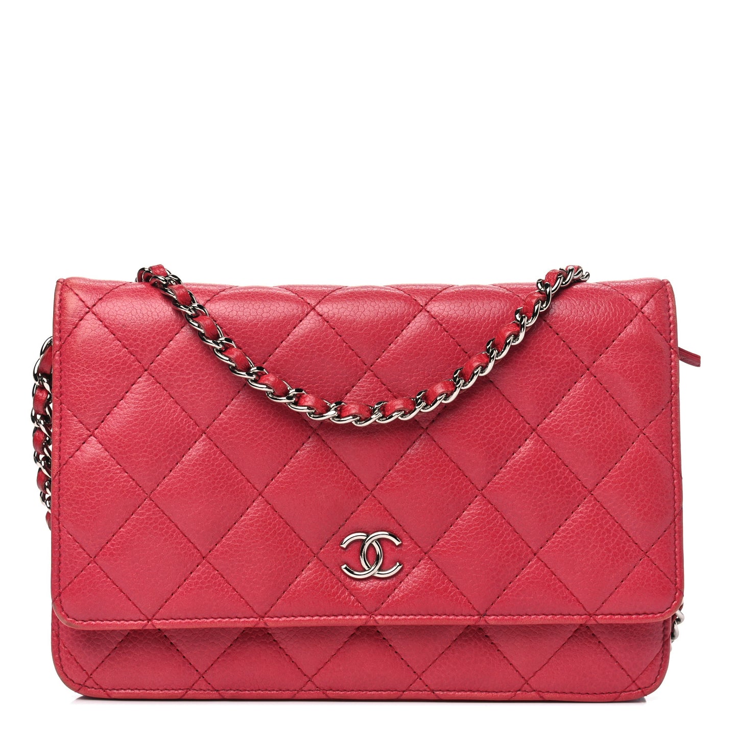 Caviar Quilted Wallet on Chain WOC Red