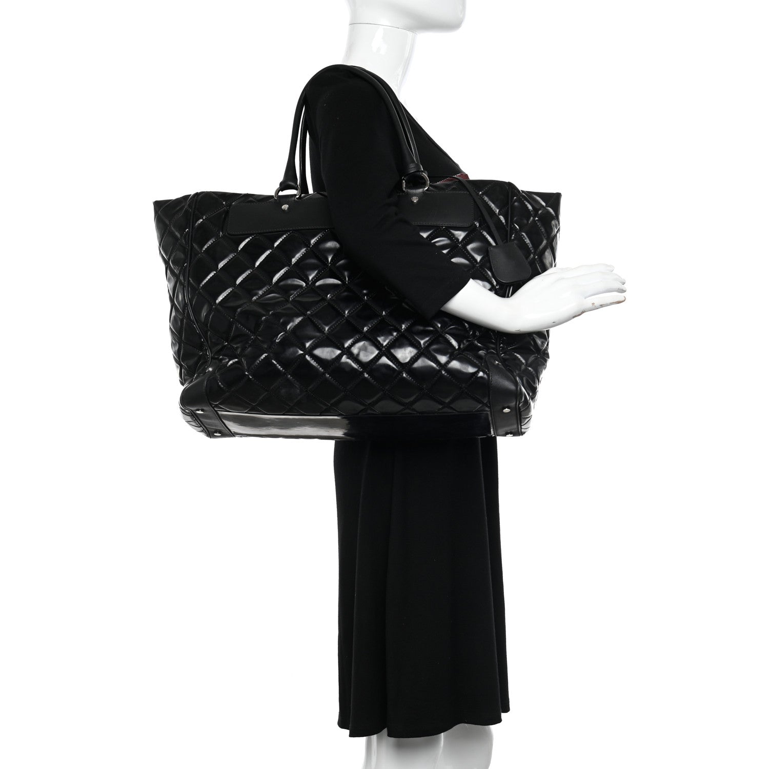 Chanel Vinyl Calfskin Viaggio Travel Bag Black 2 of 12