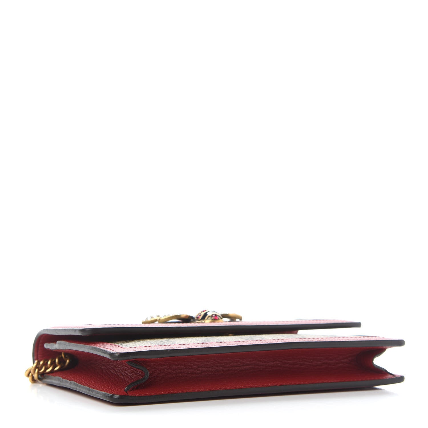 Gucci GG Supreme Monogram Web Queen Margaret Chain Wallet Red 4 of 10