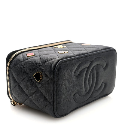 Chanel Caviar Quilted Enamel Coco Casino Small Vanity Case With Chain Black 4 of 11