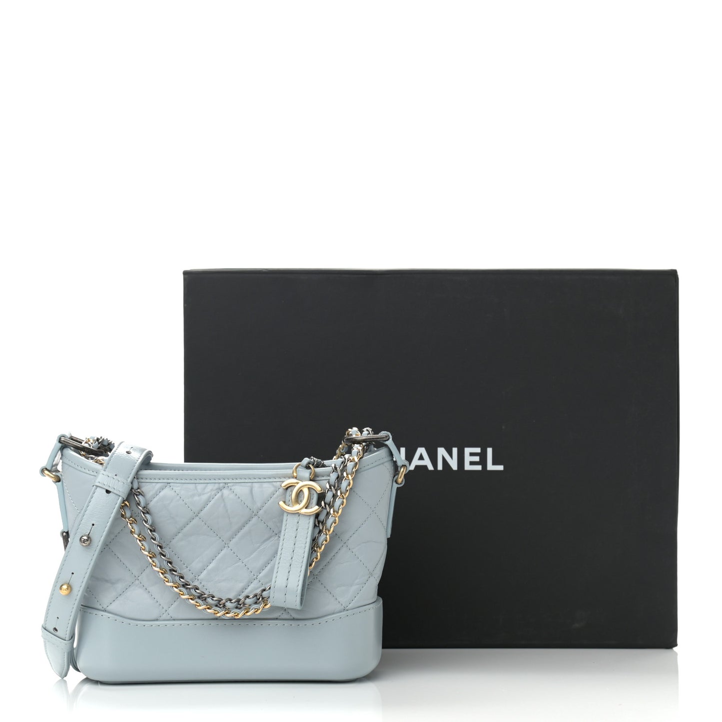 Aged Calfskin Quilted Small Gabrielle Hobo Light Blue