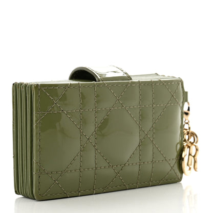 Christian Dior Patent Cannage Lady Dior 5 Gusset Card Holder Peyote Green 3 of 6