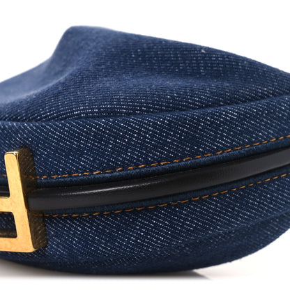 Fendi Denim Shiny Nappa Nano Fendigraphy Hobo Charm Blue Moro 10 of 11