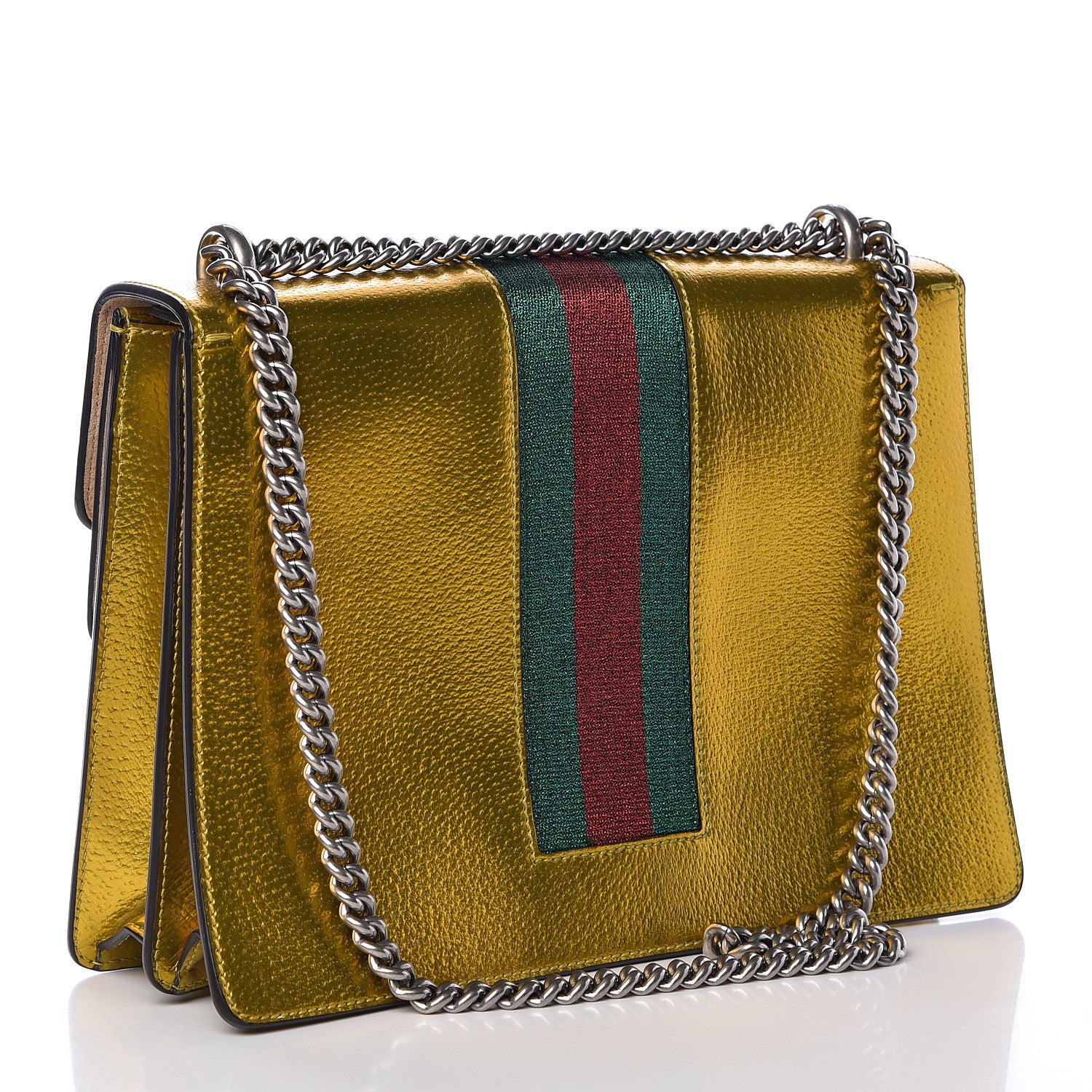 Gucci Metallic Calfskin Medium Dionysus Shoulder Bag Yellow 3 of 12