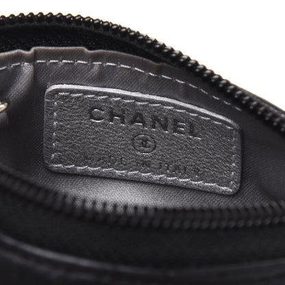 Chanel Lambskin Camellia Embossed Key Holder Case Black 6 of 12