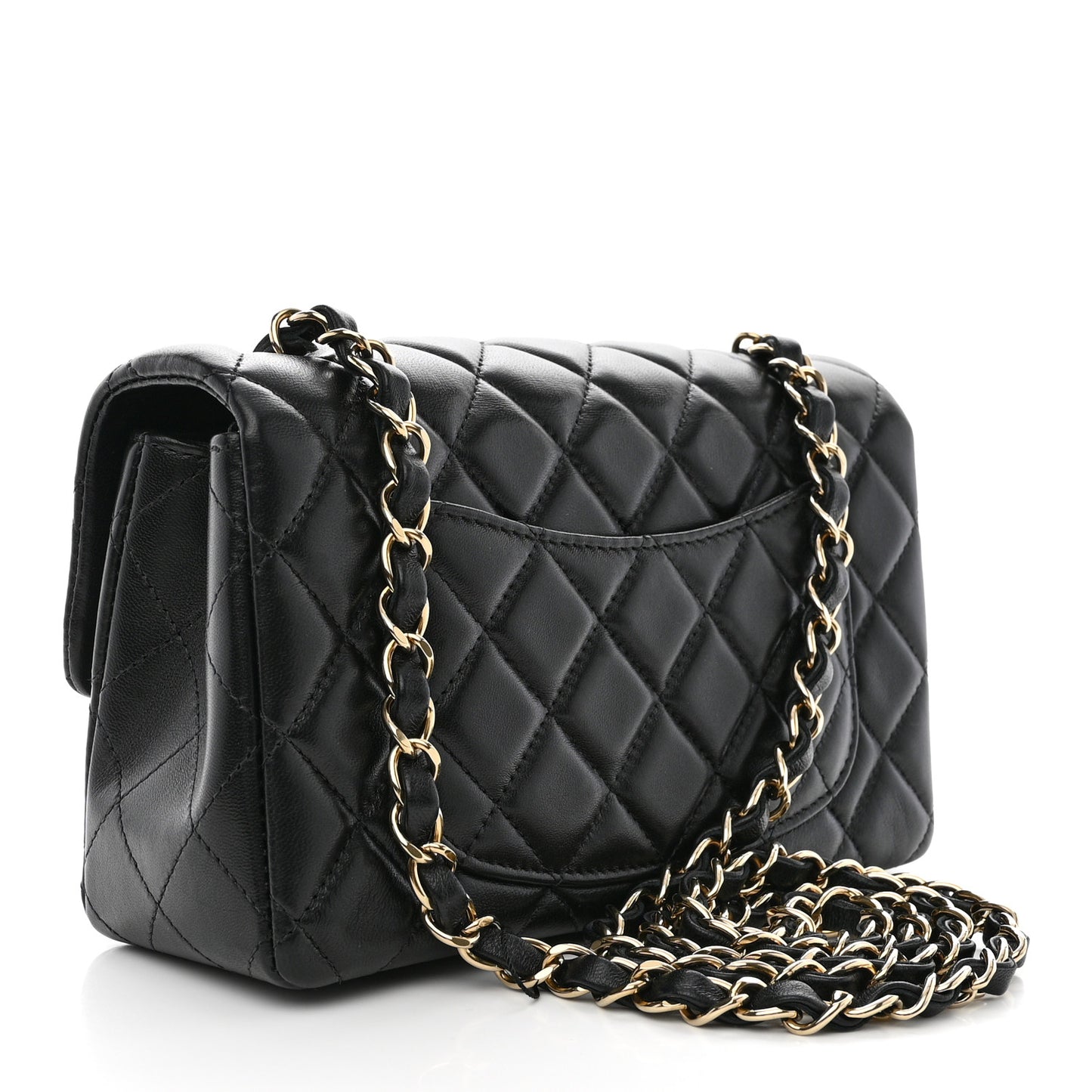 Lambskin Quilted Mini Rectangular Flap Black