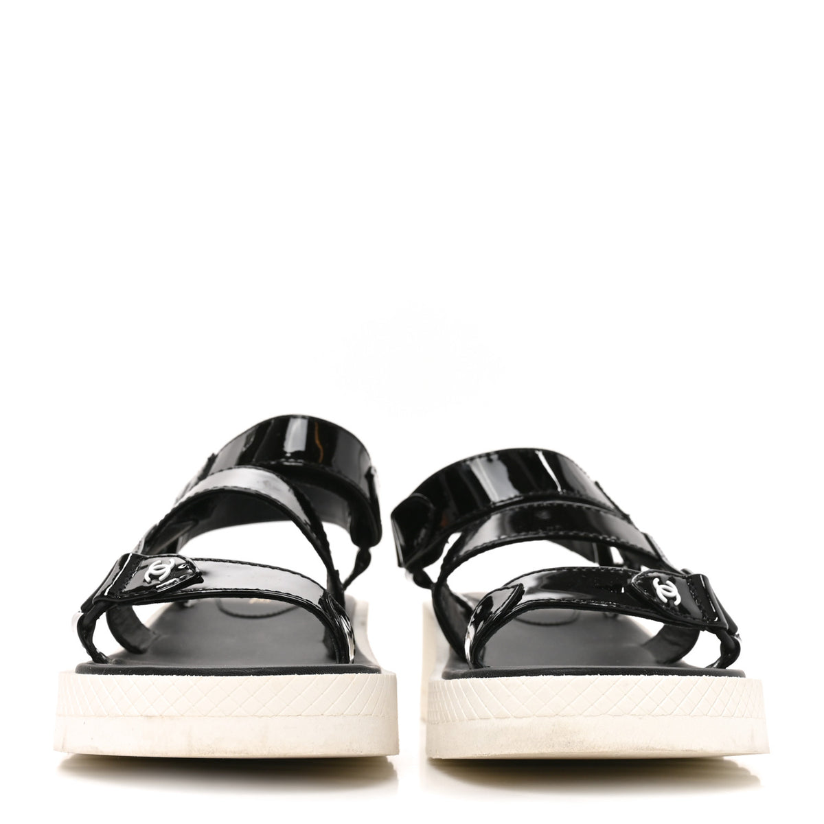Chanel Patent CC Platform Sandals 36.5 Black 2 of 8