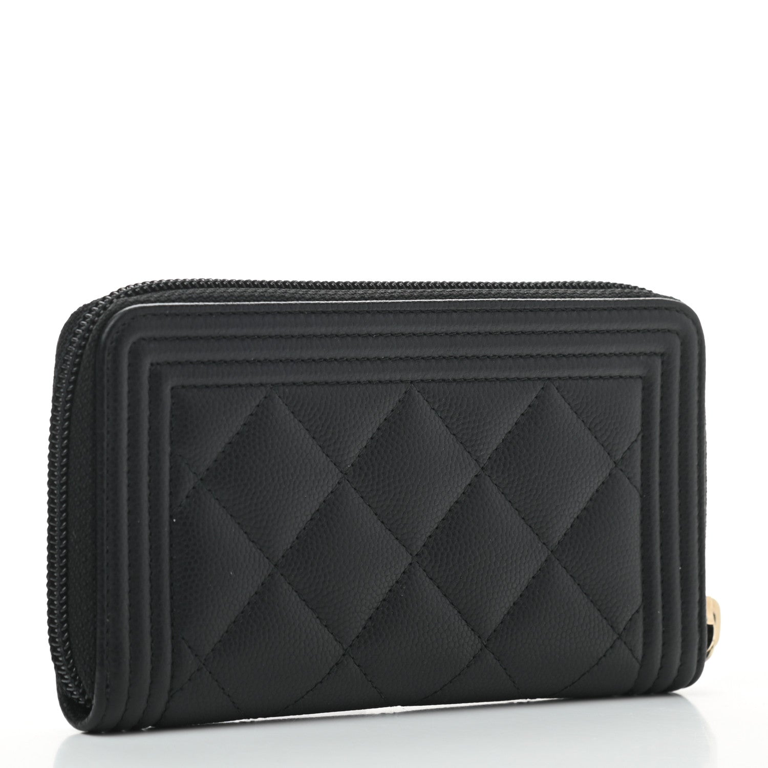 Chanel Caviar Quilted Small Boy Zip Around Wallet Black 3 of 8