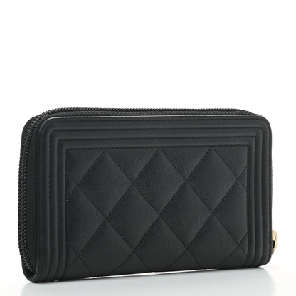 Chanel Caviar Quilted Small Boy Zip Around Wallet Black 3 of 8