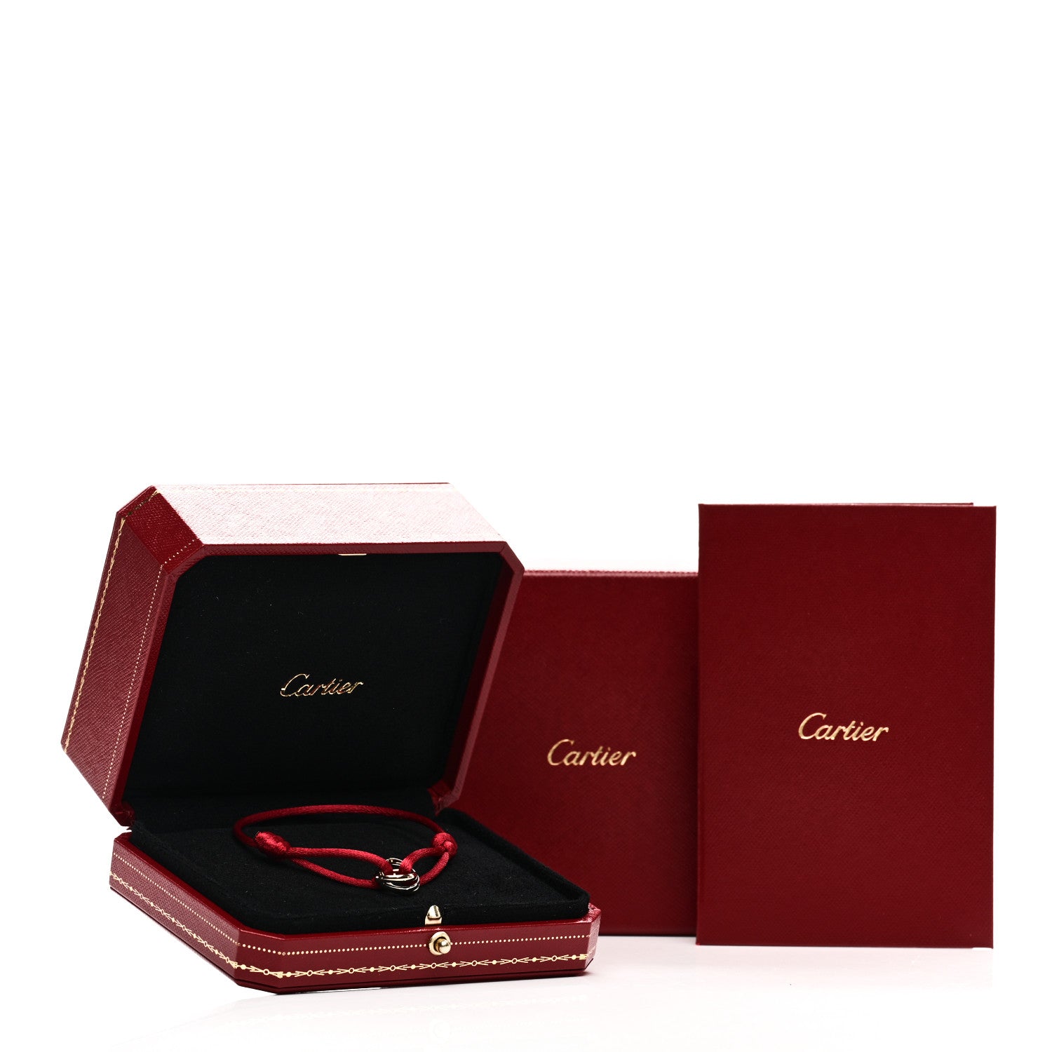 Cartier 18K Pink Yellow White Gold Trinity Cord Bracelet Red 5 of 5