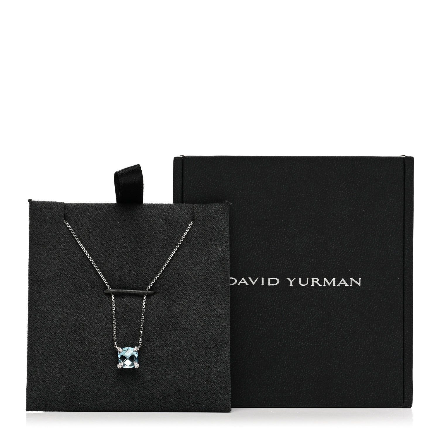 David Yurman Sterling Silver Diamond Blue Topaz 9mm Petite Chatelaine Pendant Necklace 6 of 6