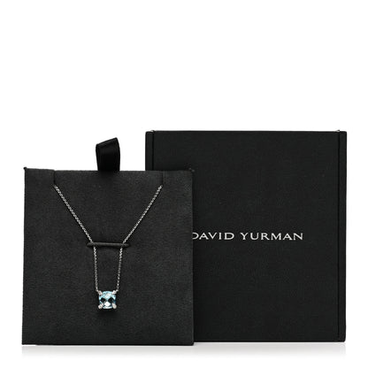 David Yurman Sterling Silver Diamond Blue Topaz 9mm Petite Chatelaine Pendant Necklace 6 of 6