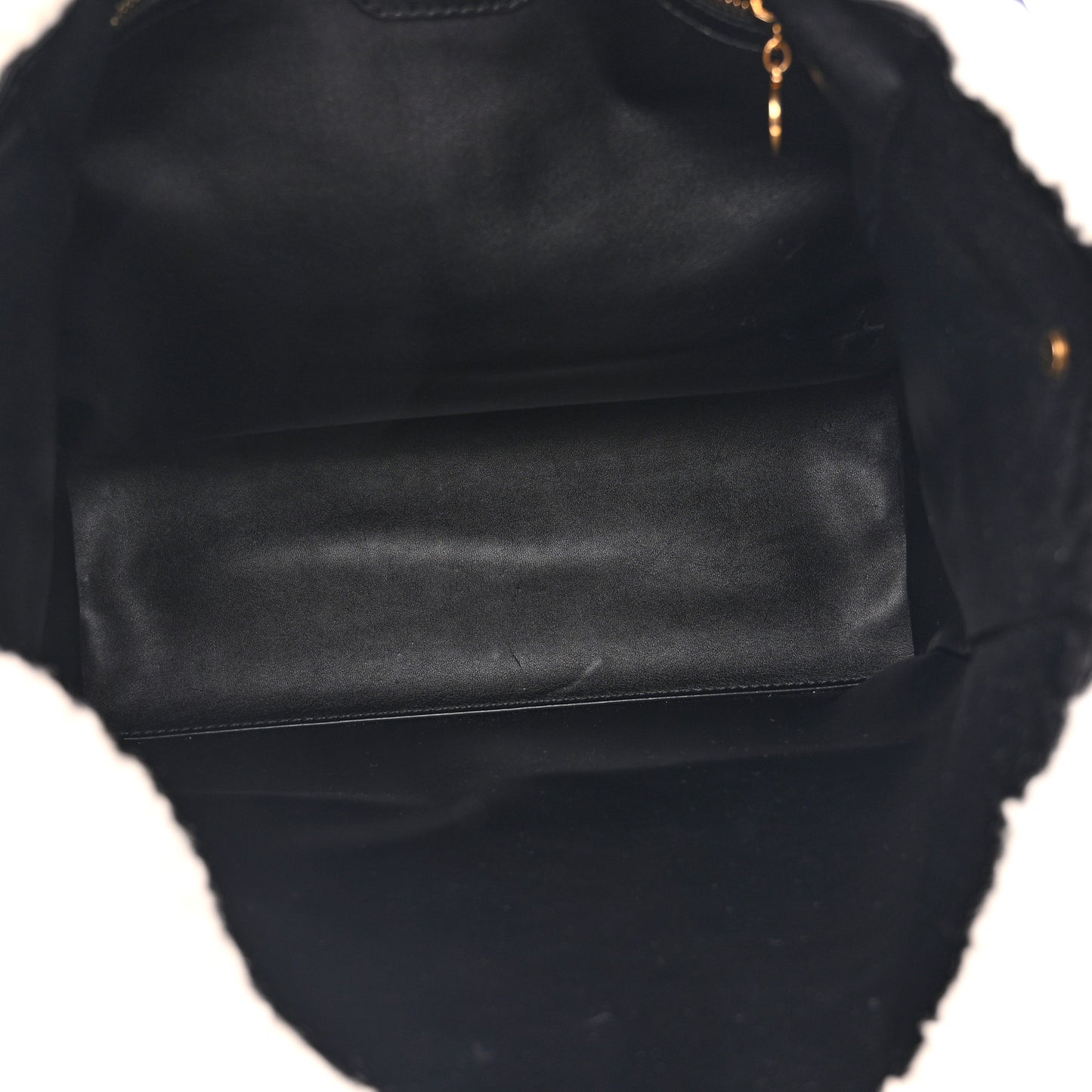 Eco Alter Nappa Shearling Popper Bucket Bag Black White
