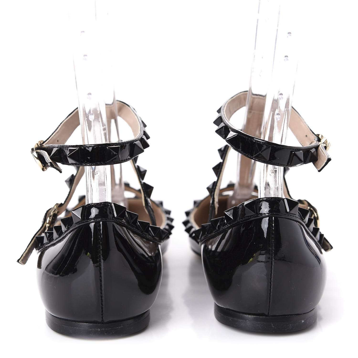 Valentino Garavani Patent Rockstud Cage Ballerina Flats 38.5 Black 6 of 10
