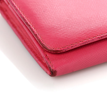 Prada Saffiano Metal Continental Flap Wallet Peonia 10 of 15