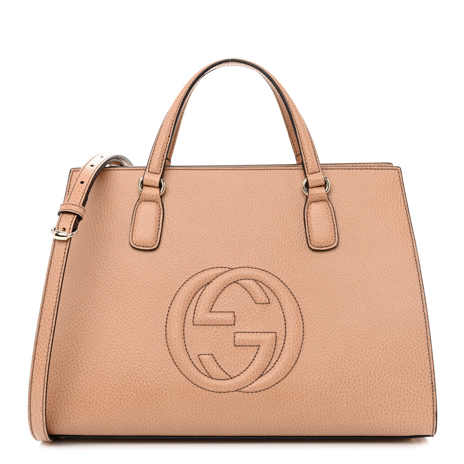 Gucci Dollar Calfskin Large Soho Top Handle Satchel Camelia 1 of 10