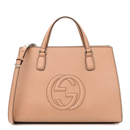 Gucci Dollar Calfskin Large Soho Top Handle Satchel Camelia 1 of 10