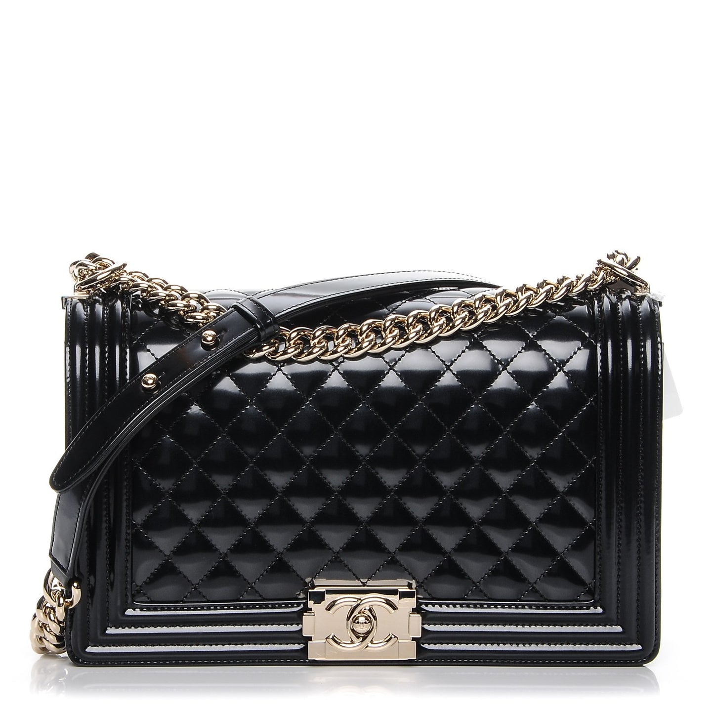 Iridescent Calfskin Quilted New Medium Boy Flap Black
