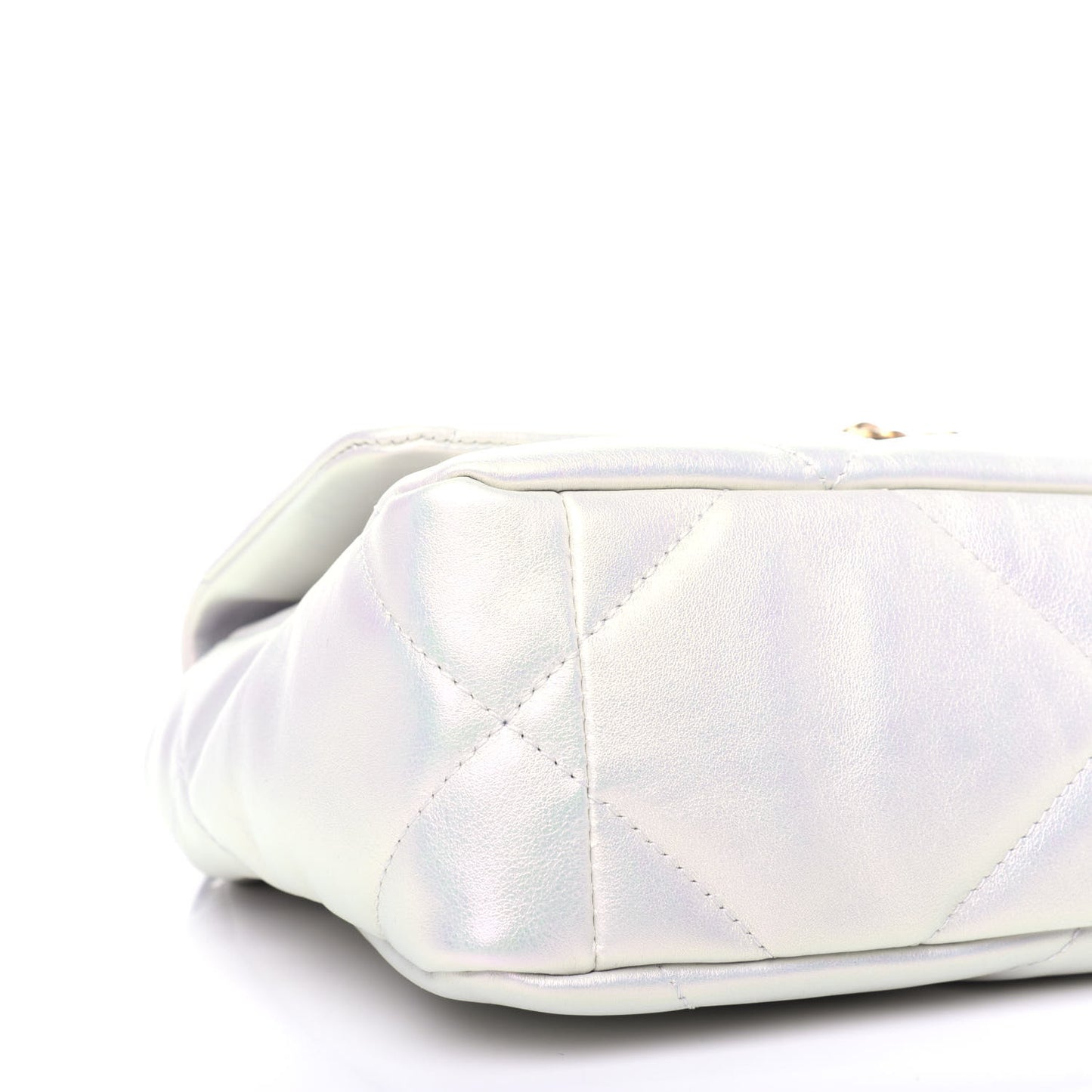 Iridescent Calfskin Quilted Medium Chanel 19 Flap White