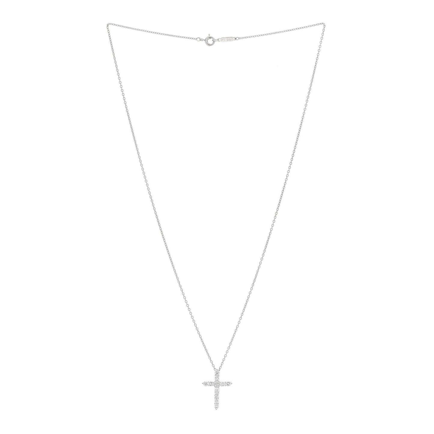 Platinum Diamond Small Cross Pendant Necklace