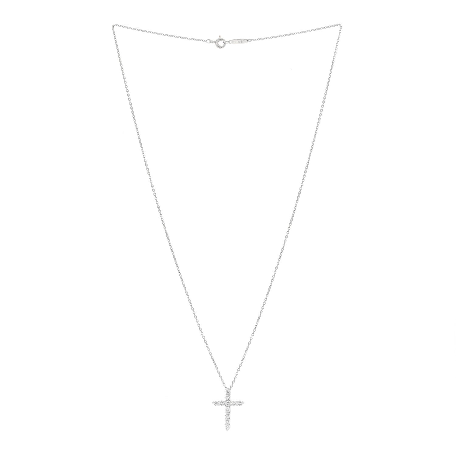 Tiffany Platinum Diamond Small Cross Pendant Necklace 2 of 4