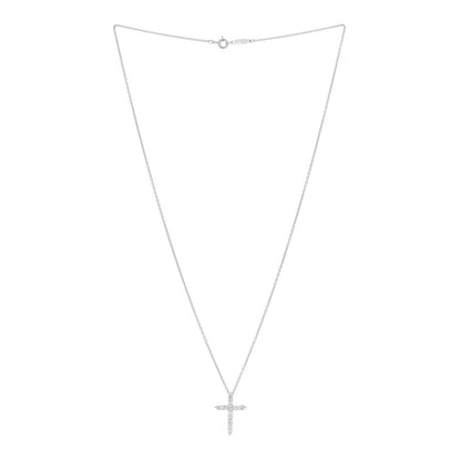 Tiffany Platinum Diamond Small Cross Pendant Necklace 2 of 4