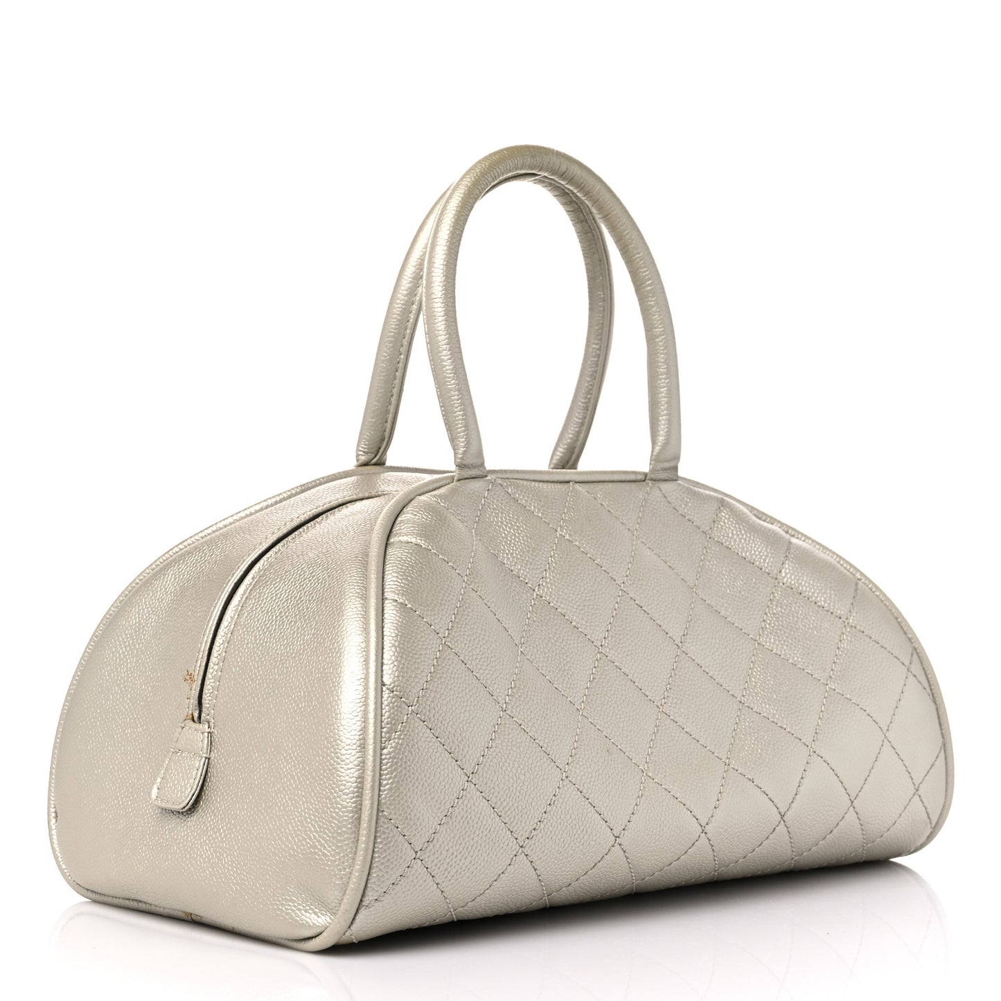 Metallic Caviar Quilted Bowler Pearl