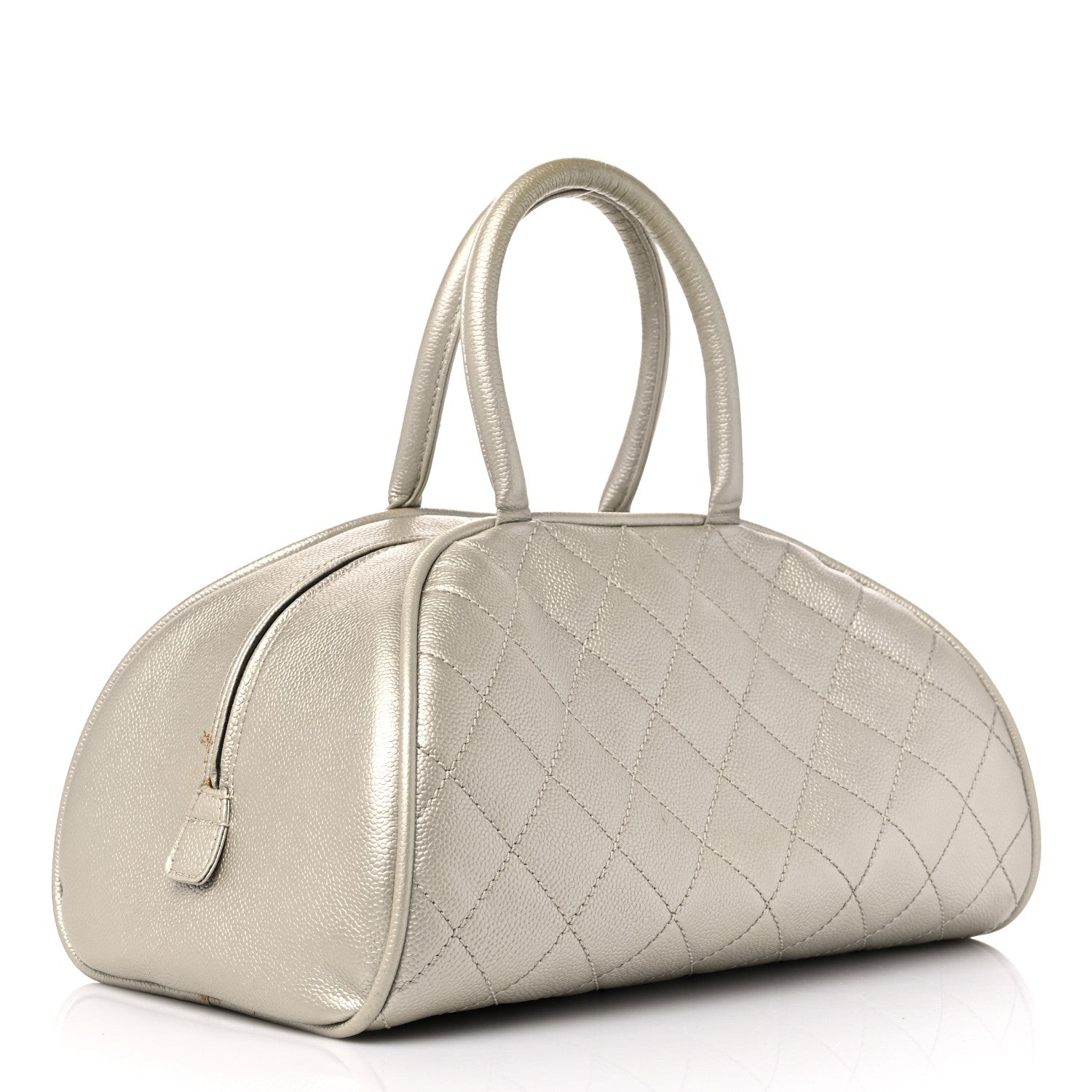 Chanel Metallic Caviar Quilted Bowler Pearl 3 of 17