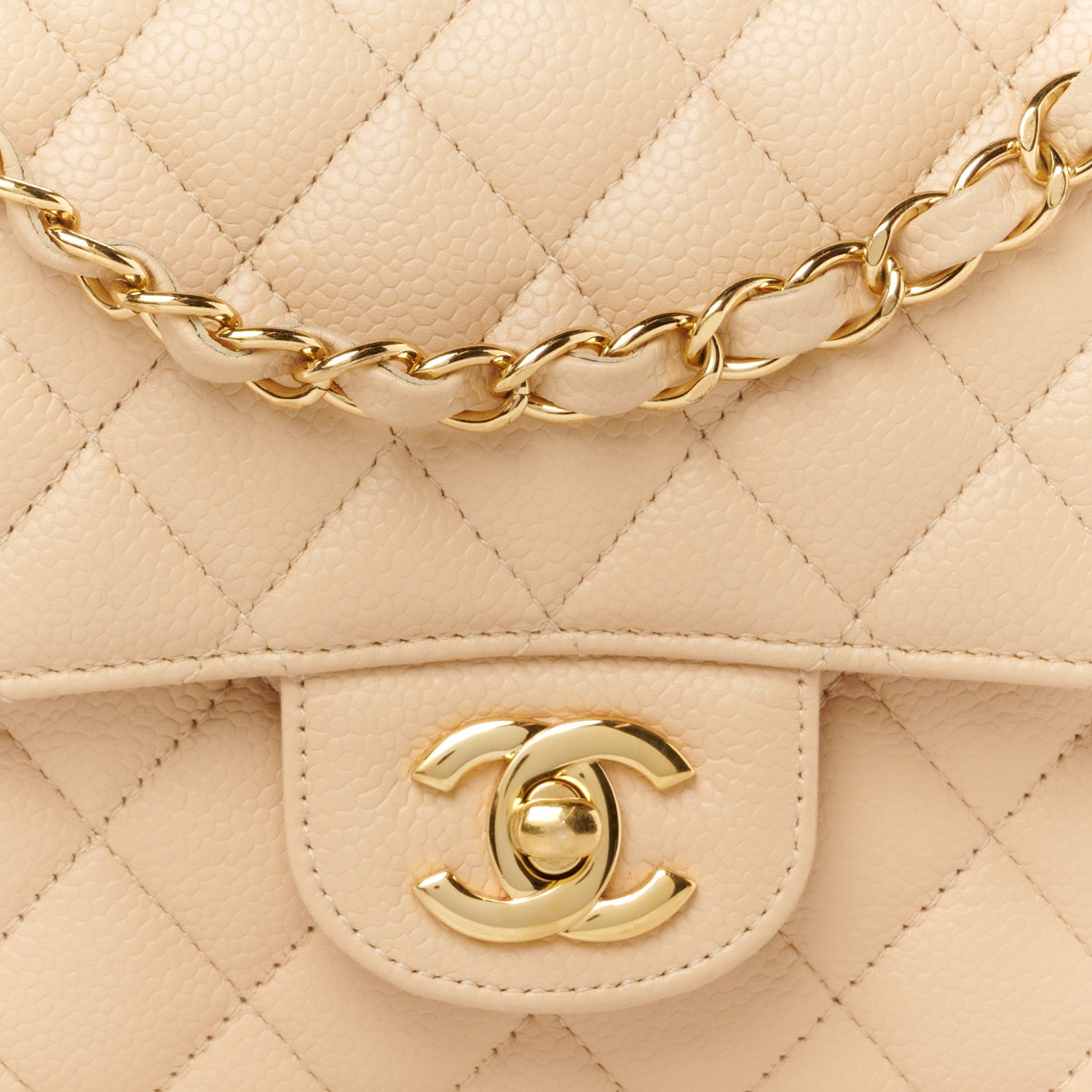 Chanel Caviar Quilted Medium Double Flap Light Beige 9 of 11