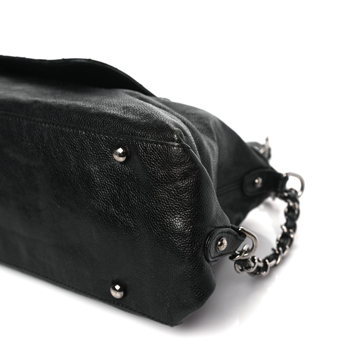 Glazed Caviar Pocket In The City Shoulder Bag Black