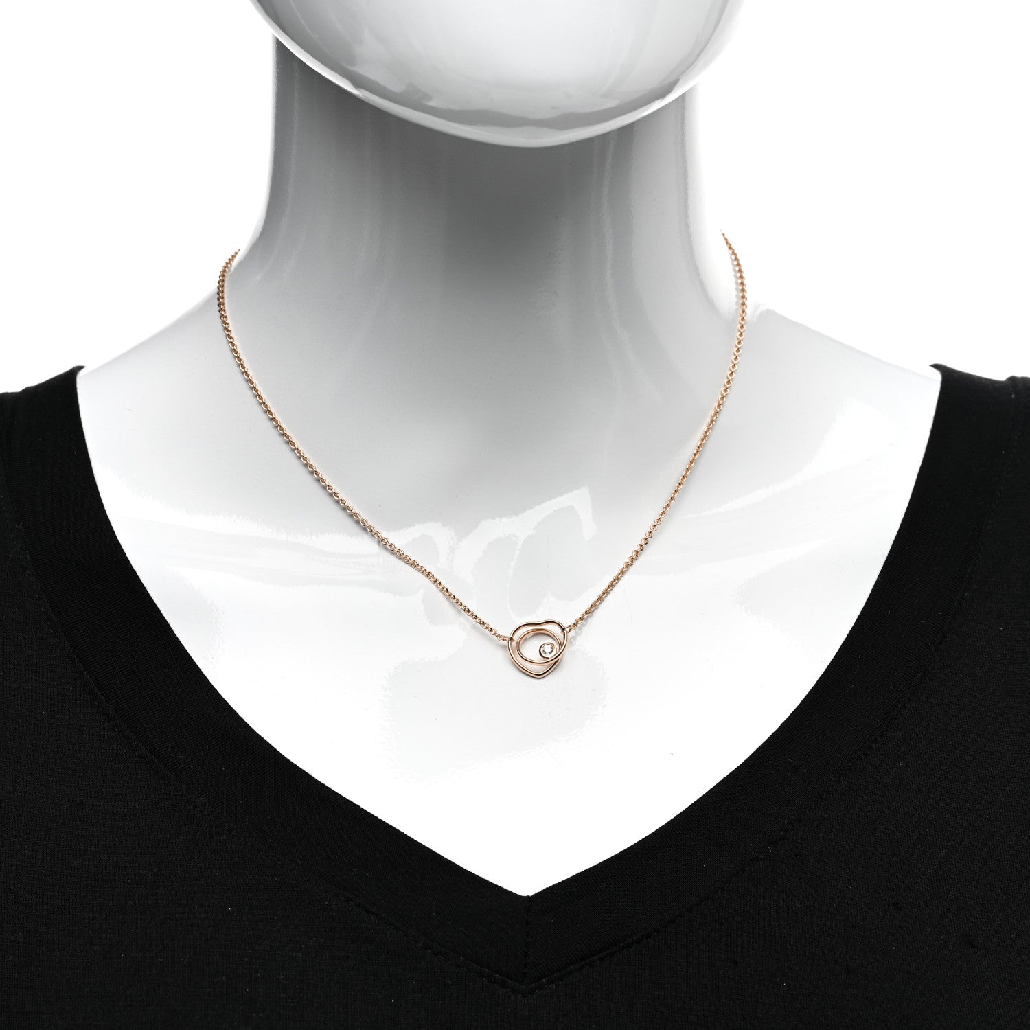 Hermes 18K Rose Gold Diamond TPM Vertige Coeur Necklace ST 2 of 5