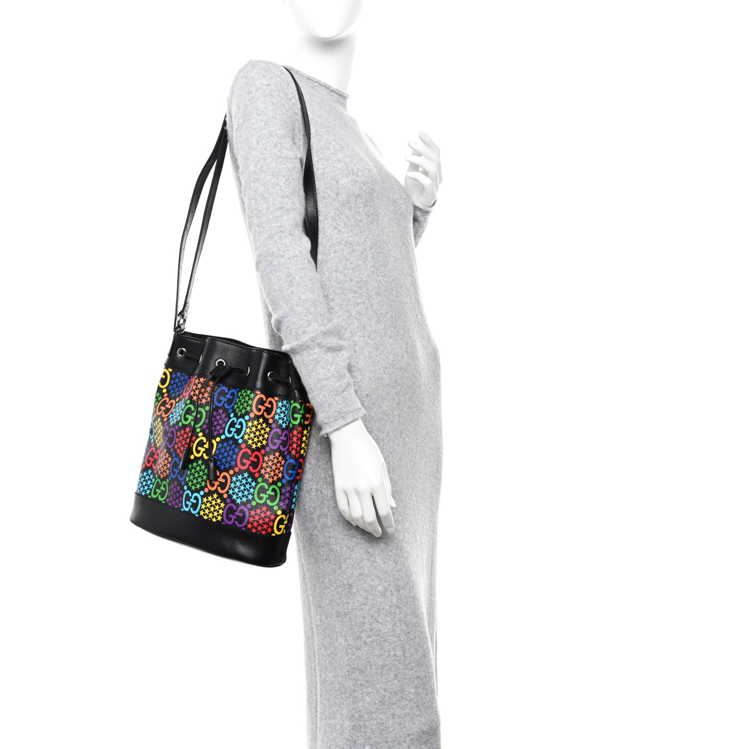 Gucci GG Supreme Monogram Psychedelic Bucket Bag Black 2 of 10