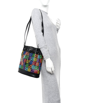 Gucci GG Supreme Monogram Psychedelic Bucket Bag Black 2 of 10