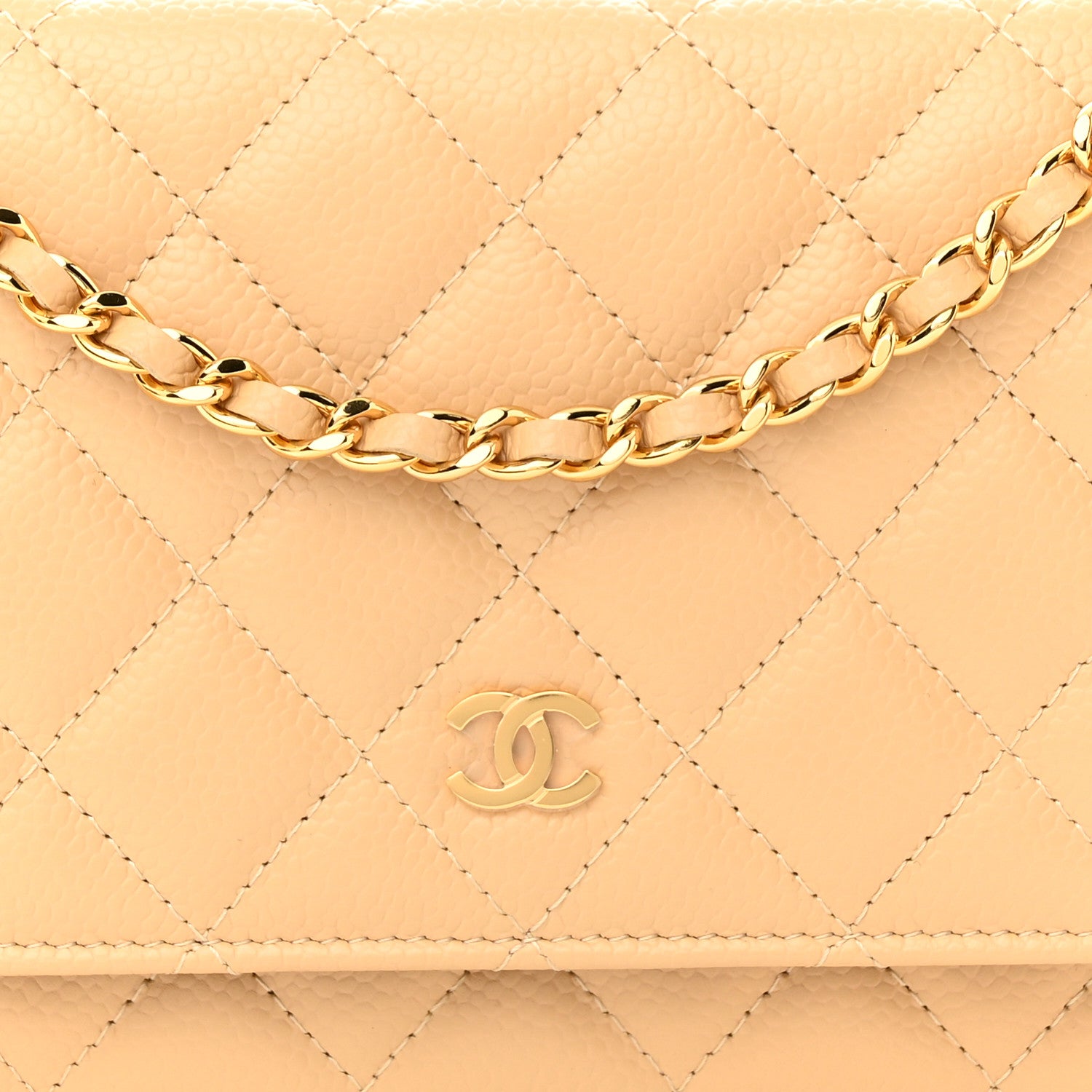 Chanel Caviar Quilted Wallet On Chain WOC Beige 9 of 11