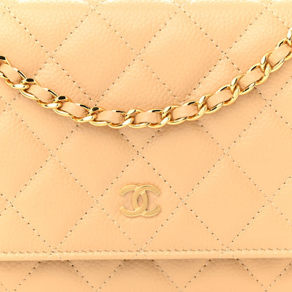 Chanel Caviar Quilted Wallet On Chain WOC Beige 9 of 11