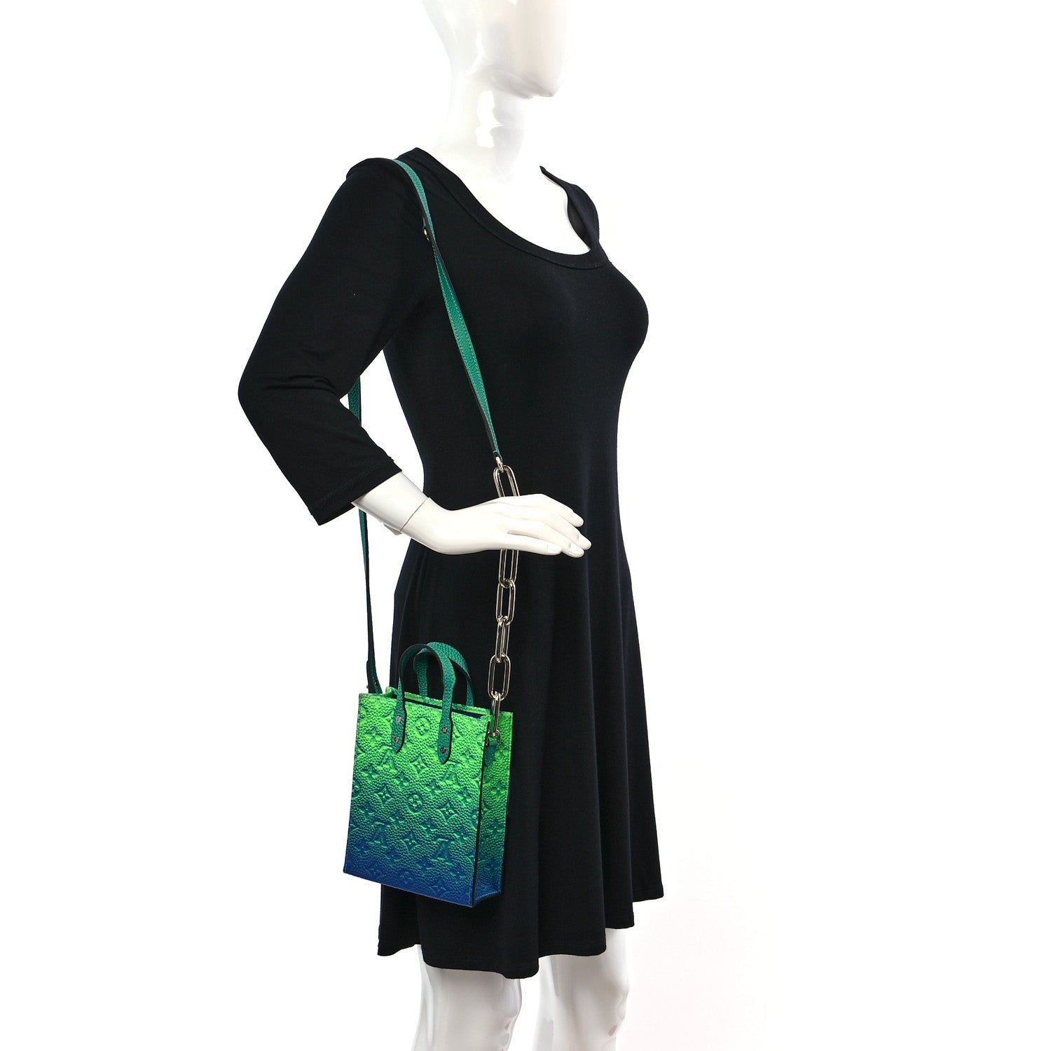 Louis Vuitton Taurillon Illusion Sac Plat XS Bleu Vert 2 of 8