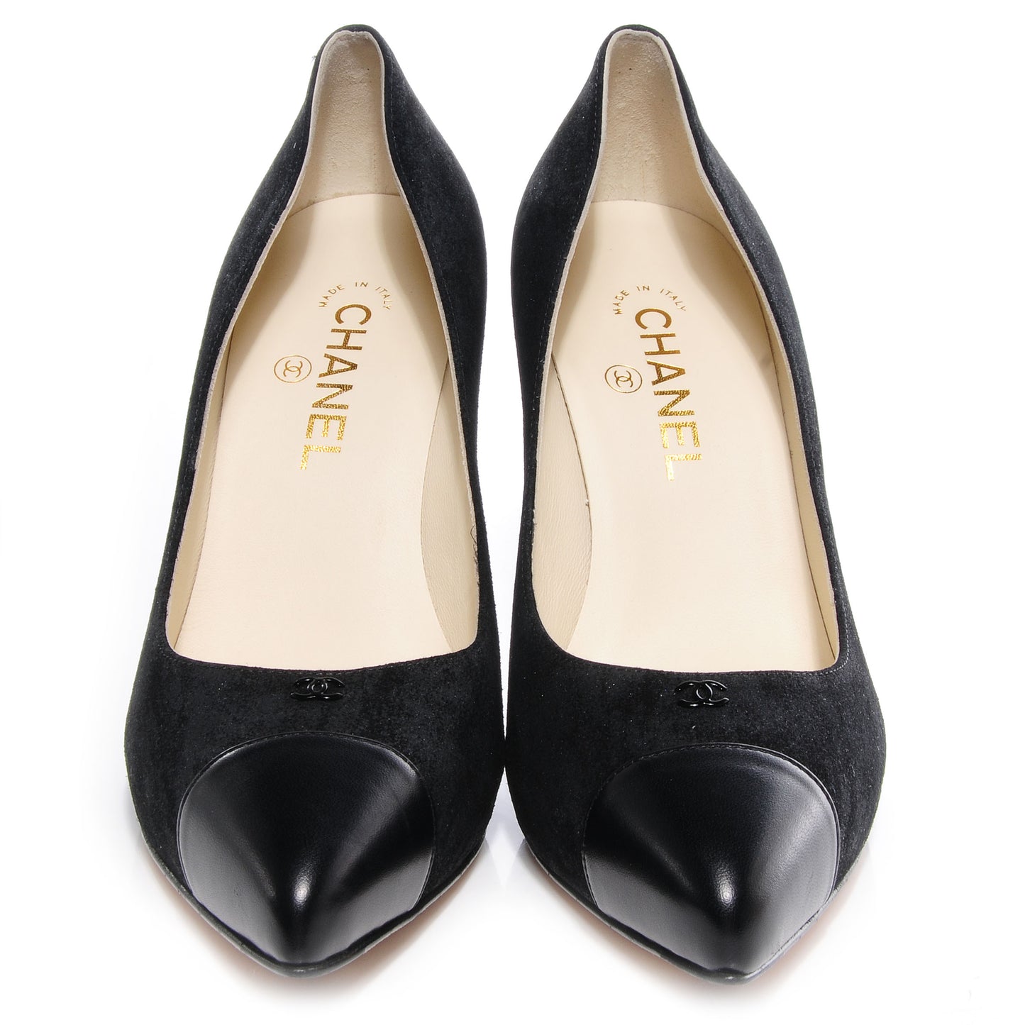 Suede Iridescent Cap Toe Pumps 40 Black