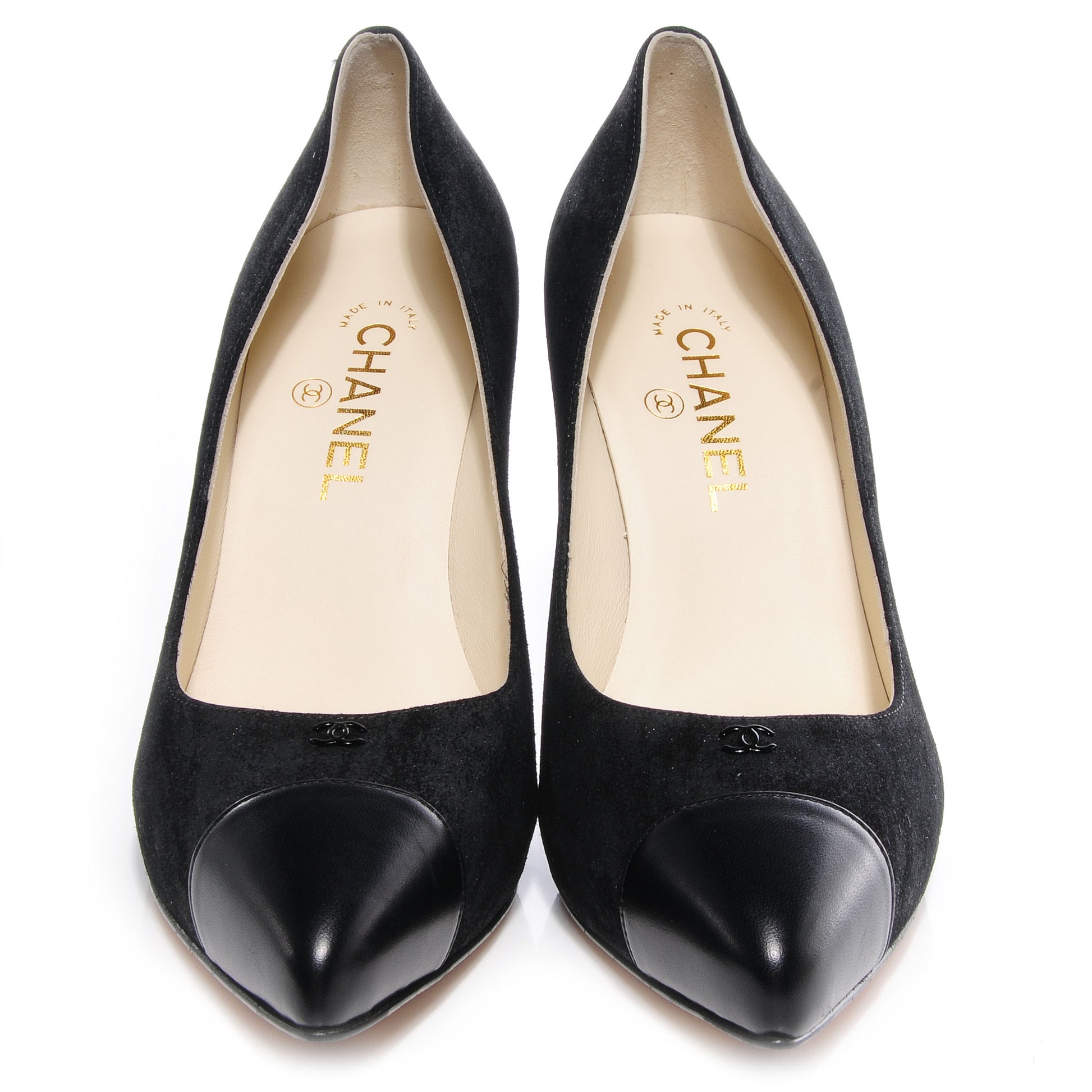 Chanel Suede Iridescent Cap Toe Pumps 40 Black 2 of 6