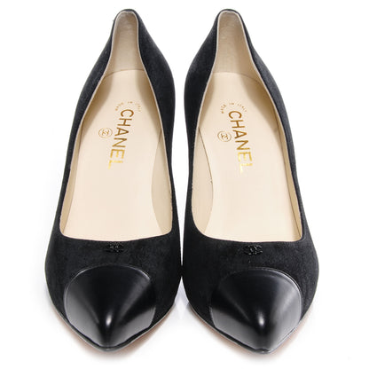 Chanel Suede Iridescent Cap Toe Pumps 40 Black 2 of 6