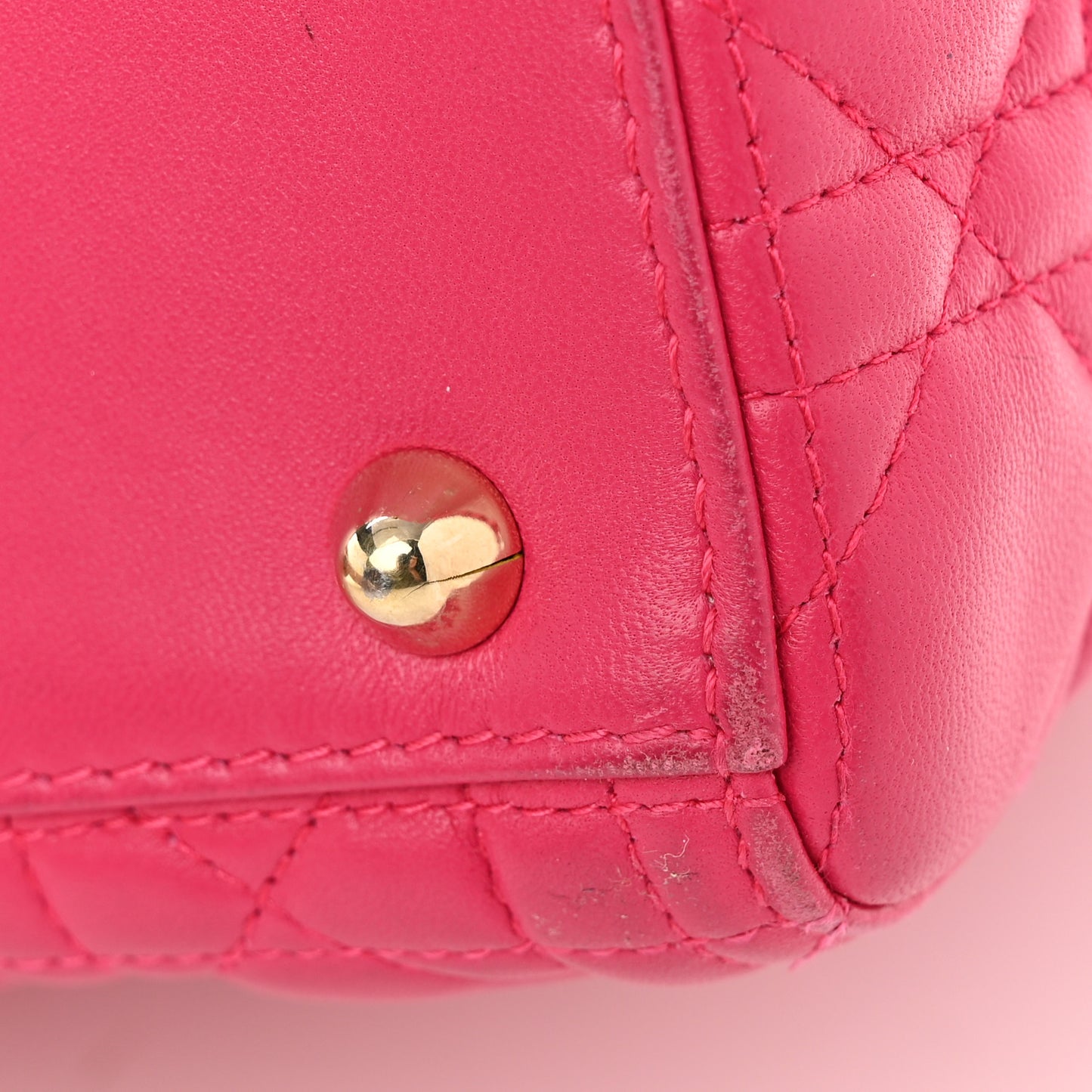 Lambskin Cannage Large Lady Dior Fuchsia