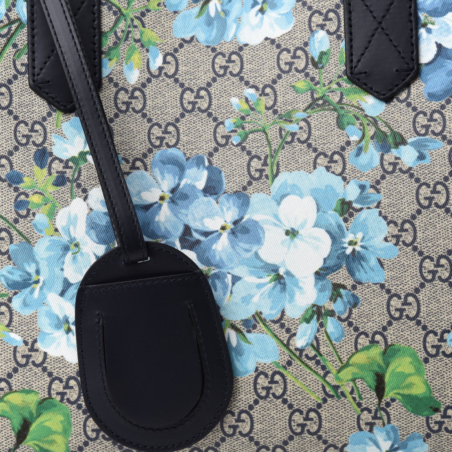 GG Supreme Monogram Blooms Small Reversible Tote Beige Blue Navy