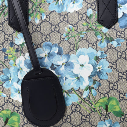Gucci GG Supreme Monogram Blooms Small Reversible Tote Beige Blue Navy 9 of 16