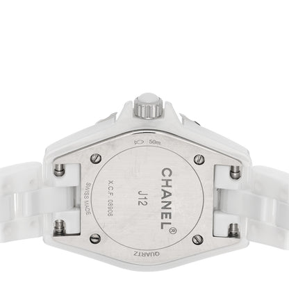 Chanel Stainless Steel Ceramic Diamond Mother of Pearl 29mm J12 Quartz Watch White 4 of 4