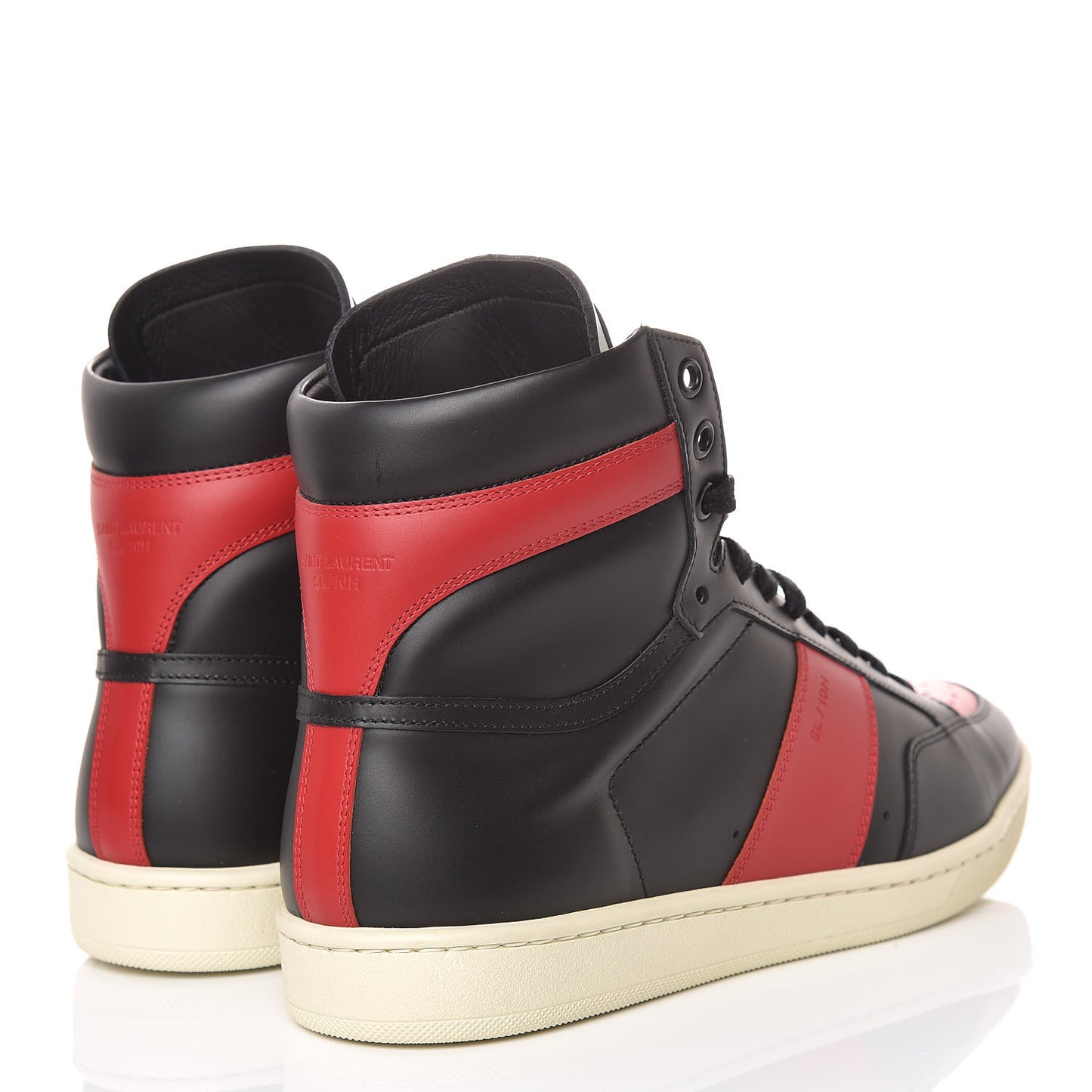 Calfskin Court Classic SL/10H High Top Sneakers 39.5 Black Red