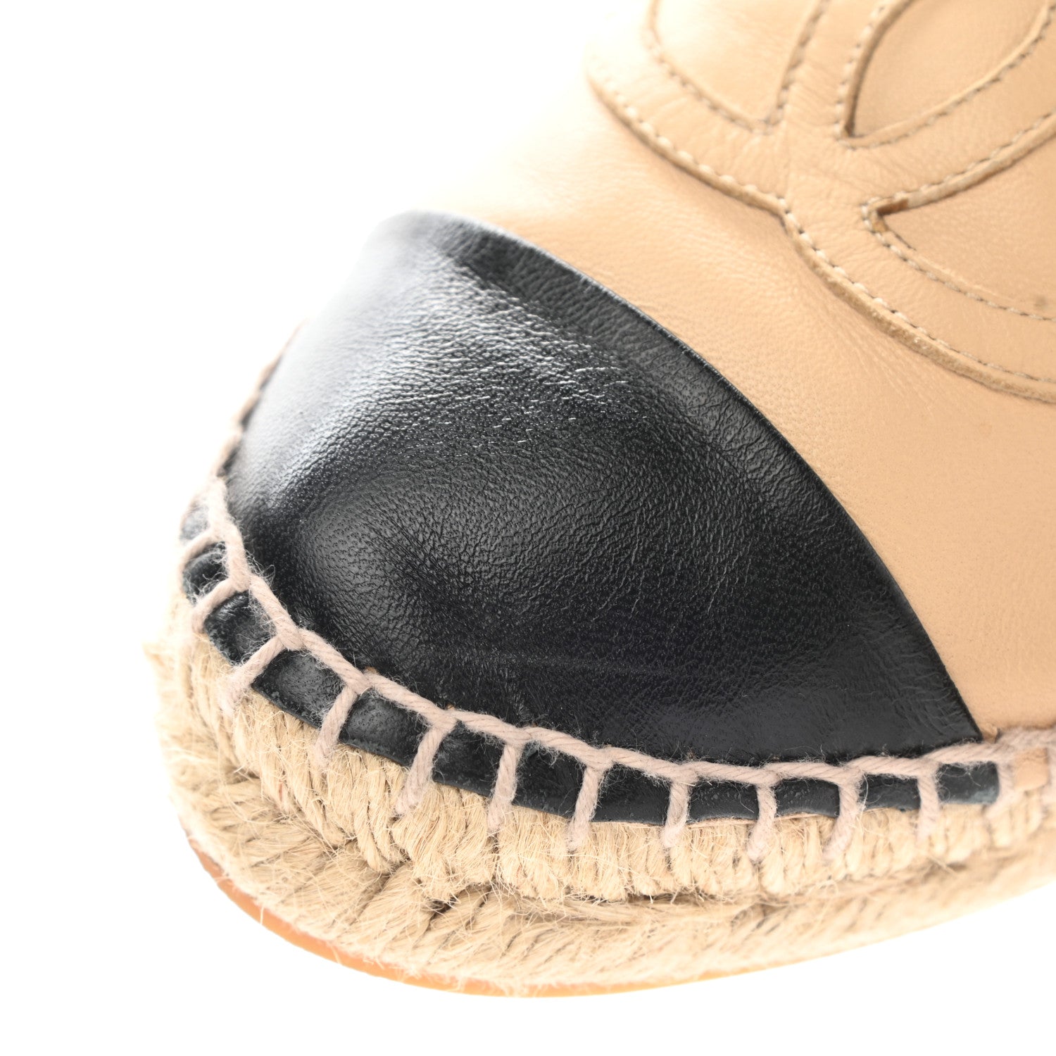 Chanel Lambskin CC Espadrilles 35 Beige Black 10 of 13