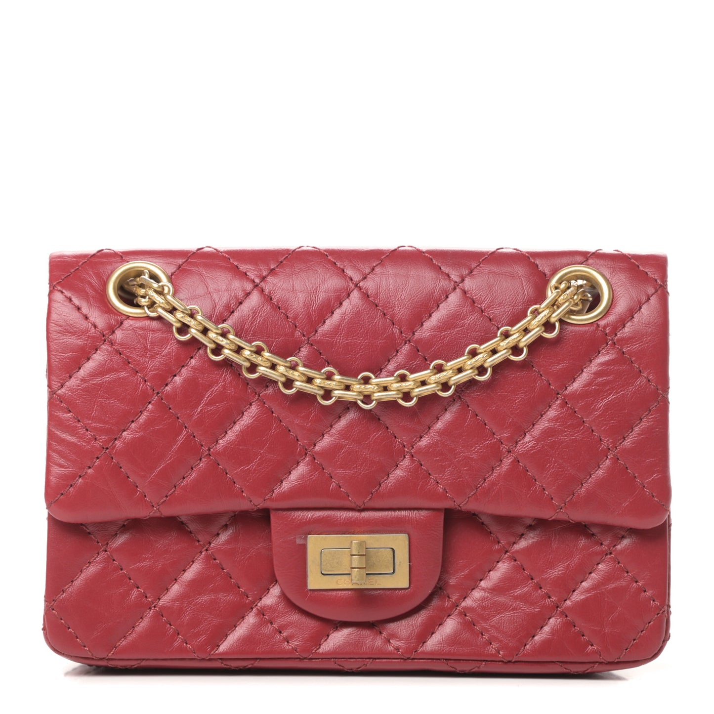 Aged Calfskin Quilted 2.55 Reissue Mini Flap Red