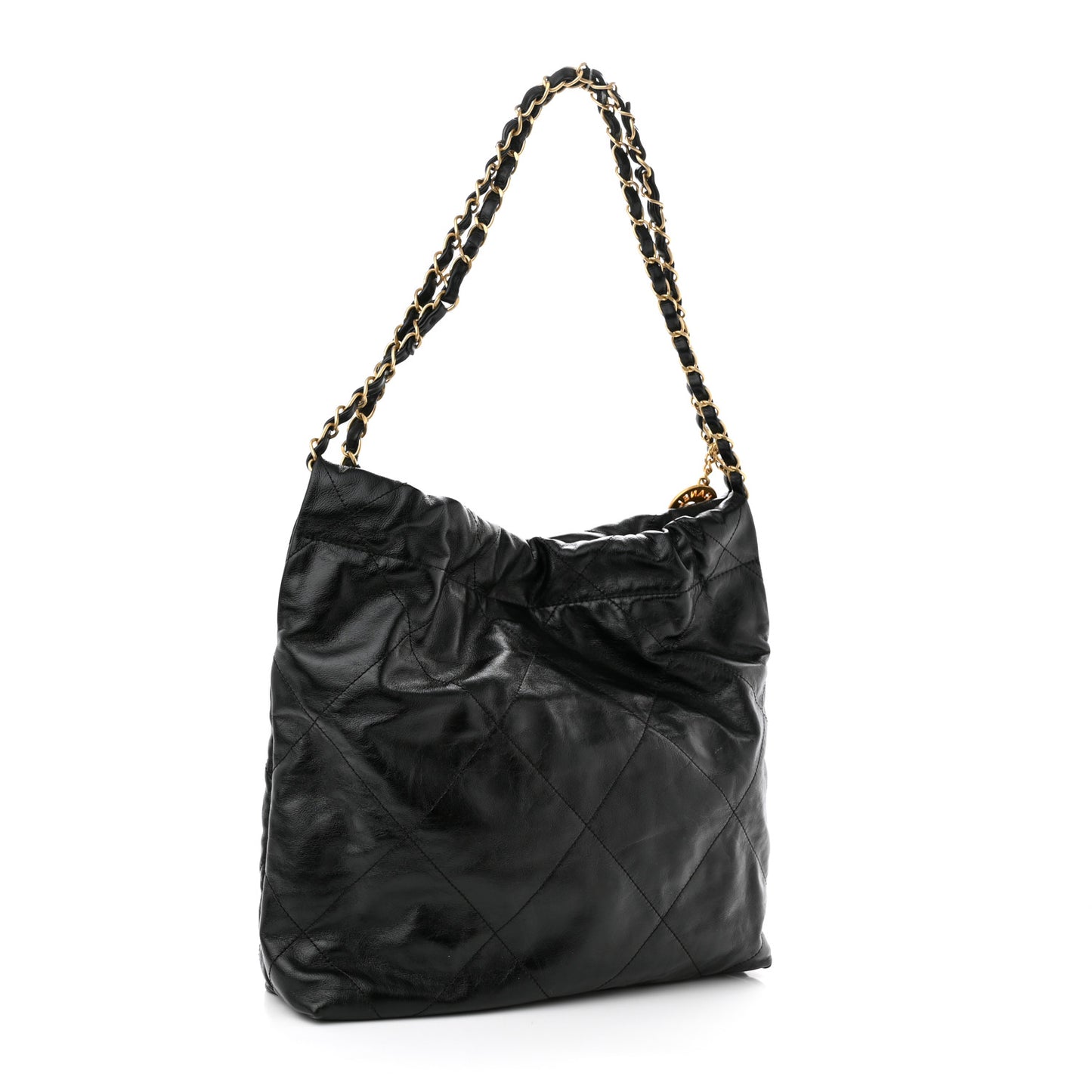 Shiny Calfskin Quilted Small Chanel 22 Black